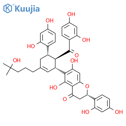 4H-1-Benzopyran-4-one,6-[(1R,5S,6R)-6-(2,4-dihydroxybenzoyl)-5-(2,4-dihydroxyphenyl)-3-(4-hydroxy-4-methylpentyl)-2-cyclohexen-1-yl]-2-(2,4-dihydroxyphenyl)-2,3-dihydro-5,7-dihydroxy-,(2S)- structure