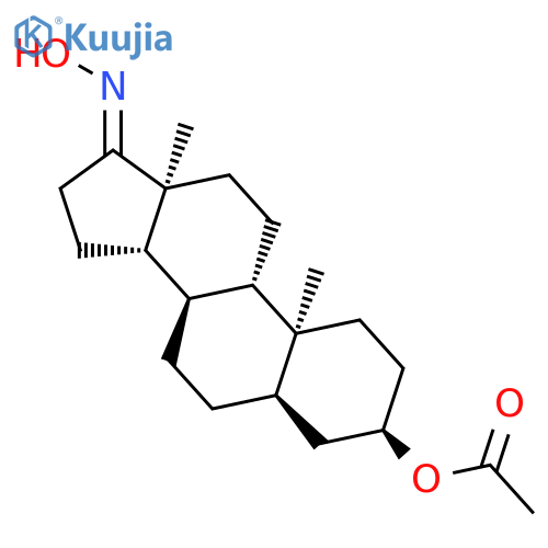 Androstan-17-one, 3-(acetyloxy)-, 17-oxime, (3a,5b,17E)- structure