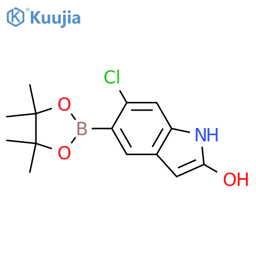 6-chloro-5-(tetramethyl-1,3,2-dioxaborolan-2-yl)-1H-indol-2-ol structure