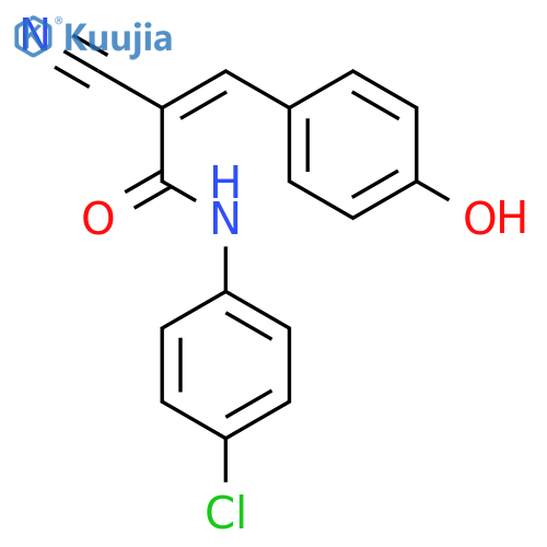 (2E)-N-(4-chlorophenyl)-2-cyano-3-(4-hydroxyphenyl)prop-2-enamide structure
