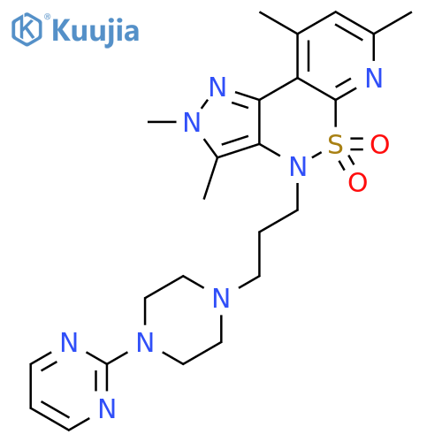 Pyrazolo[4,3-c]pyrido[3,2-e][1,2]thiazine,2,4-dihydro-2,3,7,9-tetramethyl-4-[3-[4-(2-pyrimidinyl)-1-piperazinyl]propyl]-,5,5-dioxide structure