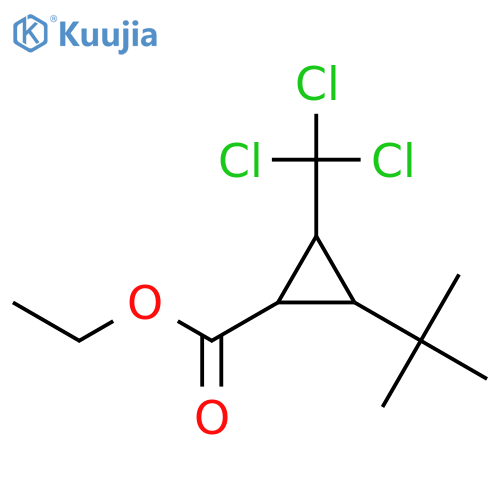 Cyclopropanecarboxylic acid, 2-(1,1-dimethylethyl)-3-(trichloromethyl)-, ethyl ester, (1R,2S,3R)-rel- structure