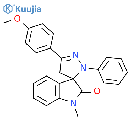 Spiro[3H-indole-3,3'-[3H]pyrazol]-2(1H)-one,2',4'-dihydro-5'-(4-methoxyphenyl)-1-methyl-2'-phenyl- structure