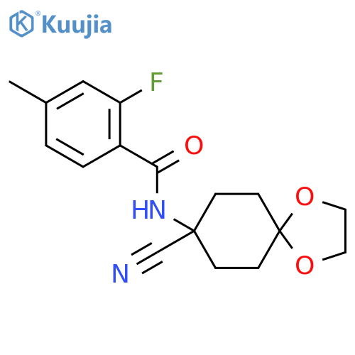 N-(8-Cyano-1,4-dioxaspiro[4.5]decan-8-yl)-2-fluoro-4-methylbenzamide structure