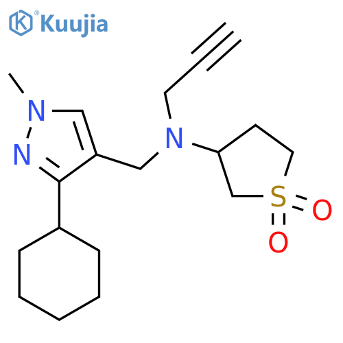 N-[(3-Cyclohexyl-1-methylpyrazol-4-yl)methyl]-1,1-dioxo-N-prop-2-ynylthiolan-3-amine structure