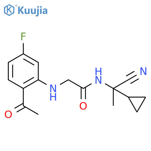 2-(2-Acetyl-5-fluoroanilino)-N-(1-cyano-1-cyclopropylethyl)acetamide structure