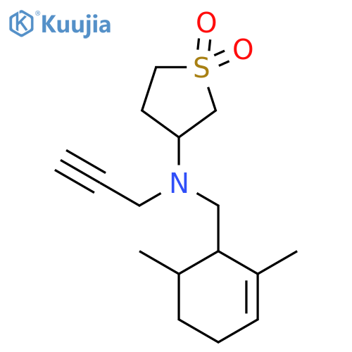 3-Thiophenamine, N-[(2,6-dimethyl-2-cyclohexen-1-yl)methyl]tetrahydro-N-2-propyn-1-yl-, 1,1-dioxide structure