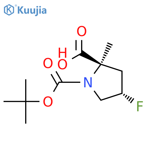 (2R,4S)-1-tert-butoxycarbonyl-4-fluoro-2-methyl-pyrrolidine-2-carboxylic acid structure