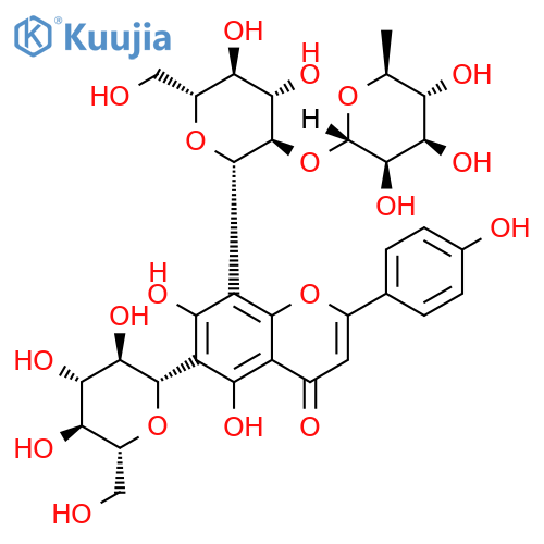 Apigenin-6-C-beta-D-glucopyranosyl-8-C-[alpha-L-rhamnopyranosyl-(1->2)]-beta-glucopyranoside structure