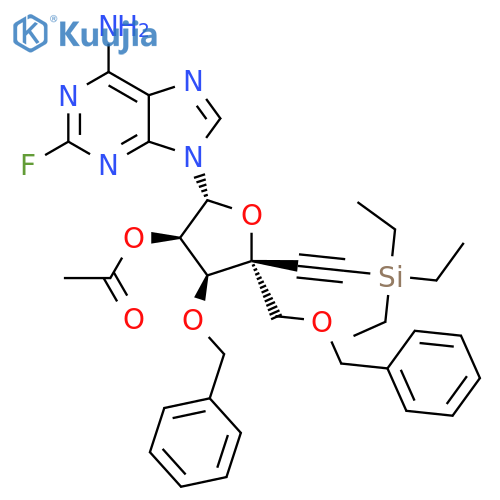Adenosine, 2-fluoro-3',5'-bis-O-(phenylmethyl)-4'-C-[2-(triethylsilyl)ethynyl]-, 2'-acetate structure