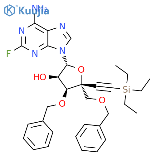 Adenosine, 2-fluoro-3',5'-bis-O-(phenylmethyl)-4'-C-[2-(triethylsilyl)ethynyl]- structure