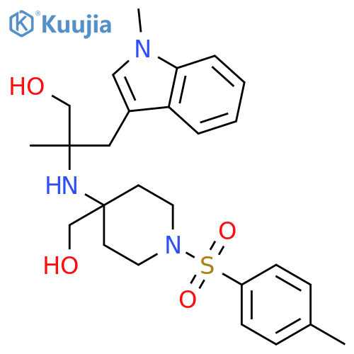 1H-Indole-3-propanol, β-[[4-(hydroxymethyl)-1-[(4-methylphenyl)sulfonyl]-4-piperidinyl]amino]-β,1-dimethyl- structure