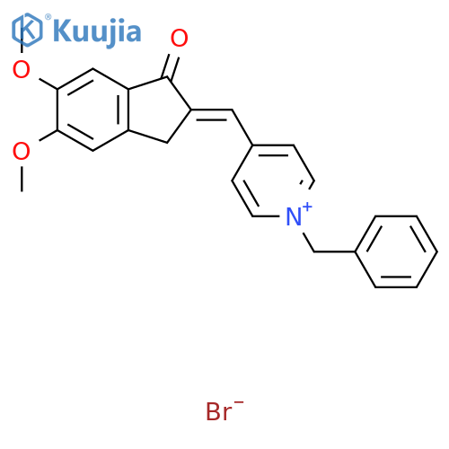 (E)-1-Benzyl-4-((5,6-dimethoxy-1-oxo-1,3-dihydro-2H-inden-2-ylidene)methyl)pyridin-1-ium bromide structure