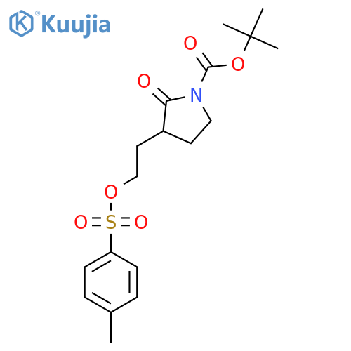 Tert-Butyl 2-oxo-3-(2-(tosyloxy)-ethyl)pyrrolidine-1-carboxylate structure
