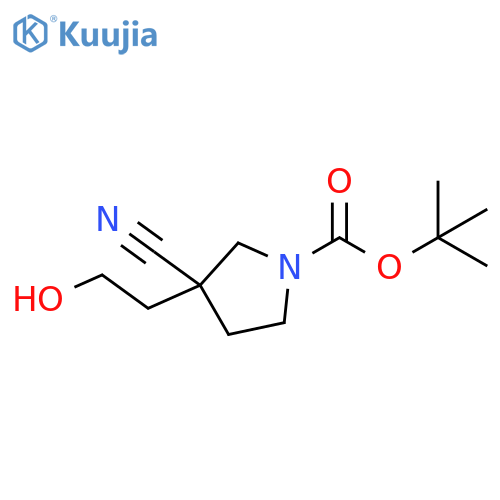 tert-butyl 3-cyano-3-(2-hydroxyethyl)pyrrolidine-1-carboxylate structure