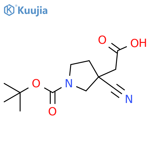2-(1-tert-butoxycarbonyl-3-cyano-pyrrolidin-3-yl)acetic acid structure