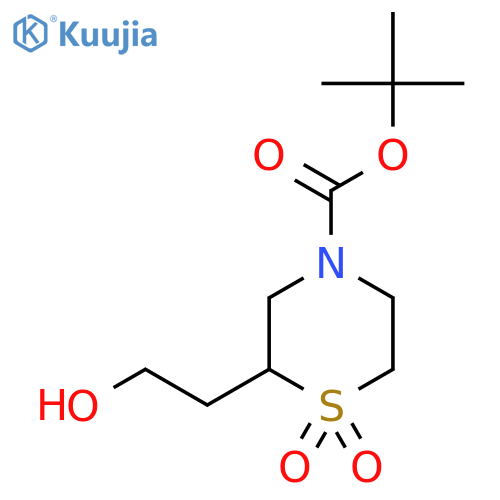 Tert-butyl 2-(2-hydroxyethyl)thiomorpholine-4-carboxylate 1,1-dioxide structure