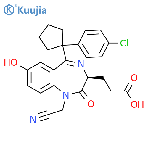 1H-1,4-Benzodiazepine-3-propanoic acid, 5-[1-(4-chlorophenyl)cyclopentyl]-1-(cyanomethyl)-2,3-dihydro-7-hydroxy-2-oxo-, (3S)- structure
