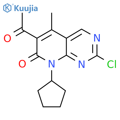 6-acetyl-2-chloro-8-cyclopentyl-5-methyl-pyrido[2,3-d]pyrimidin-7-one structure