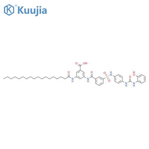 Benzoic acid,3-[[3-[[[4-[[[(2-hydroxyphenyl)amino]carbonyl]amino]phenyl]amino]sulfonyl]benzoyl]amino]-5-[(1-oxooctadecyl)amino]- structure