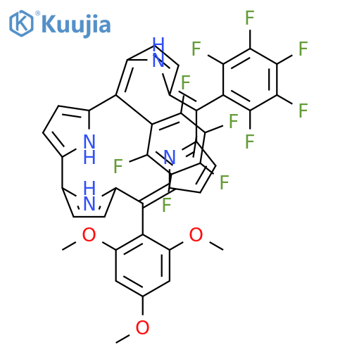 Corrin, 1,2,3,7,8,12,13,17,18,19-decadehydro-21,22-dihydro-5,10-bis(2,3,4,5,6-pentafluorophenyl)-15-(2,4,6-trimethoxyphenyl)- structure