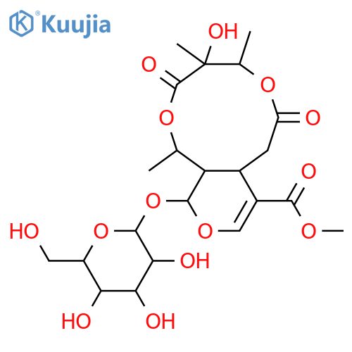 1H,3H,7H-Pyrano[3,4-g][1,5]dioxecin-9-carboxylicacid, 12-(b-D-glucopyranosyloxy)-4,5,8,8a,12,12a-hexahydro-4-hydroxy-1,4,5-trimethyl-3,7-dioxo-,methyl ester, (1S,4S,5S,8aS,12S,12aS)- structure