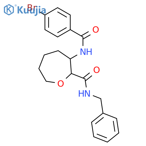 2-Oxepanecarboxamide, 3-[(4-bromobenzoyl)amino]-N-(phenylmethyl)-, (2R,3S)-rel- structure