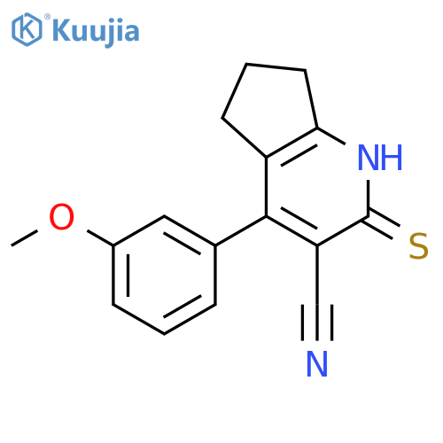 1H-Cyclopenta[b]pyridine-3-carbonitrile,2,5,6,7-tetrahydro-4-(3-methoxyphenyl)-2-thioxo- structure