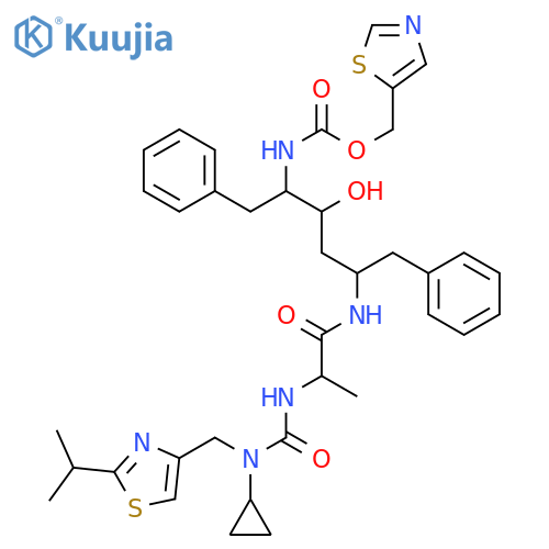 2,4,7,12-Tetraazatridecan-13-oicacid,2-cyclopropyl-10-hydroxy-5-methyl-1-[2-(1-methylethyl)-4-thiazolyl]-3,6-dioxo-8,11-bis(phenylmethyl)-,5-thiazolylmethyl ester, (5S,8S,10S,11S)- (9CI) structure