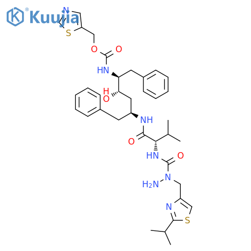 2-Oxa-4,9,12-triazatridecan-13-oicacid,6-hydroxy-11-(1-methylethyl)-3,10-dioxo-5,8-bis(phenylmethyl)-1-(5-thiazolyl)-,1-[[2-(1-methylethyl)-4-thiazolyl]methyl]hydrazide, monohydrochloride,[5S-(5R*,6R*,8R*,11R*)]- (9CI) structure