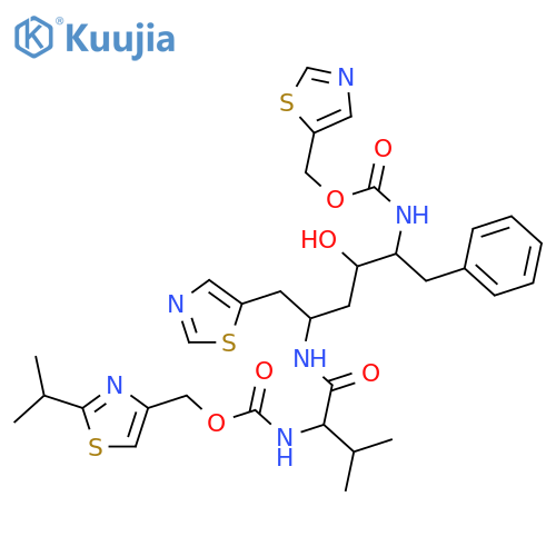 2-Oxa-4,7,12-triazatridecan-13-oicacid,10-hydroxy-5-(1-methylethyl)-1-[2-(1-methylethyl)-4-thiazolyl]-3,6-dioxo-11-(phenylmethyl)-8-(5-thiazolylmethyl)-,5-thiazolylmethyl ester, [5S-(5R*,8R*,10R*,11R*)]- (9CI) structure