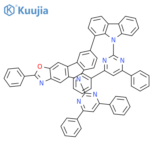 5H-Oxazolo[4,5-b]carbazole, 5-(4,6-diphenyl-2-pyrimidinyl)-8-[9-(4,6-diphenyl-2-pyrimidinyl)-9H-carbazol-1-yl]-2-phenyl- structure