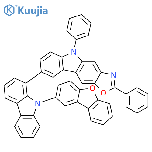 5H-Oxazolo[4,5-b]carbazole, 8-[9-(2-dibenzofuranyl)-9H-carbazol-1-yl]-2,5-diphenyl- structure