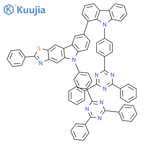 5H-Thiazolo[4,5-b]carbazole, 5-[4-(4,6-diphenyl-1,3,5-triazin-2-yl)phenyl]-8-[9-[4-(4,6-diphenyl-1,3,5-triazin-2-yl)phenyl]-9H-carbazol-1-yl]-2-phenyl- structure