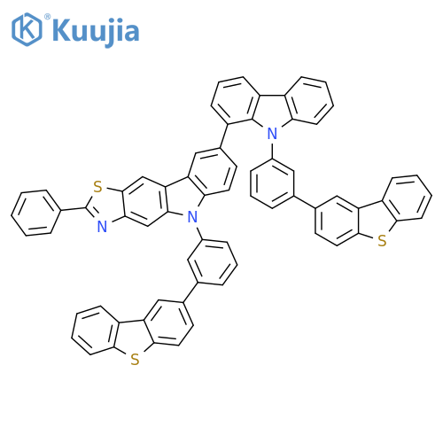 5H-Thiazolo[4,5-b]carbazole, 5-[3-(2-dibenzothienyl)phenyl]-8-[9-[3-(2-dibenzothienyl)phenyl]-9H-carbazol-1-yl]-2-phenyl- structure
