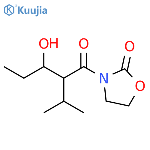 2-Oxazolidinone, 3-[(2R,3S)-3-hydroxy-2-(1-methylethyl)-1-oxopentyl]-, rel- structure
