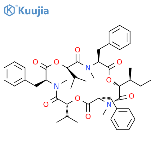 (3S,6R,9S,12R,15S,18R)-3,9,15-tribenzyl-6-[(2S)-butan-2-yl]-4,10,16-trimethyl-12,18-di(propan-2-yl)-1,7,13-trioxa-4,10,16-triazacyclooctadecane-2,5,8,11,14,17-hexone structure