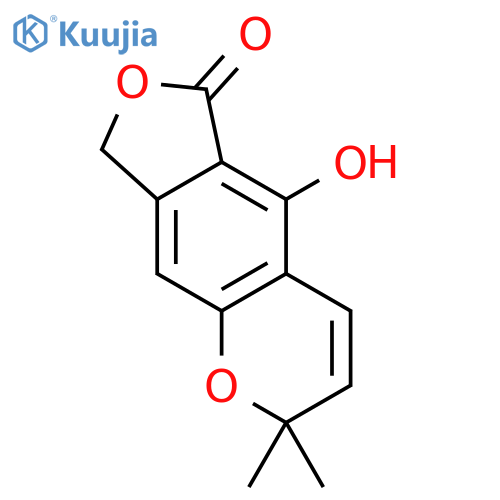 6H-Furo[3,4-g]-1-benzopyran-6-one,2,8-dihydro-5-hydroxy-2,2-dimethyl- structure