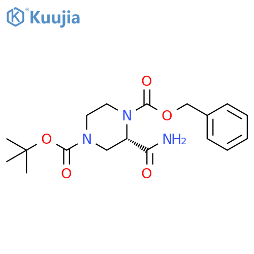 1,4-Piperazinedicarboxylic acid, 2-(aminocarbonyl)-, 4-(1,1-dimethylethyl) 1-(phenylmethyl) ester, (S)- (9CI) structure