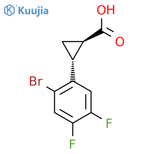 rac-(1R,2R)-2-(2-bromo-4,5-difluorophenyl)cyclopropane-1-carboxylic acid structure