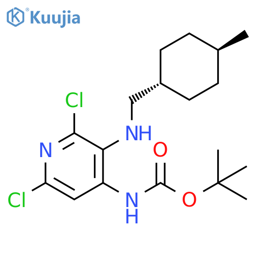 tert-butyl (2,6-dichloro-3-((((1r,4r)-4-methylcyclohexyl)methyl)amino)pyridin-4-yl)carbamate structure