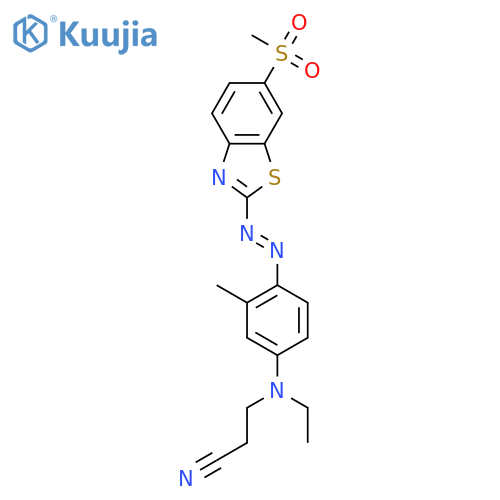3-(Ethyl(3-methyl-4-((6-(methylsulfonyl)benzo[d]thiazol-2-yl)diazenyl)phenyl)amino)propanenitrile structure