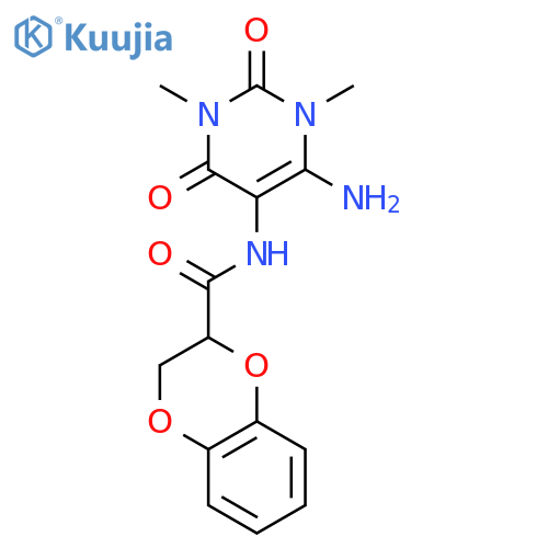 1,4-Benzodioxin-2-carboxamide, N-(6-amino-1,2,3,4-tetrahydro-1,3-dimethyl-2,4-dioxo-5-pyrimidinyl)-2,3-dihydro- structure