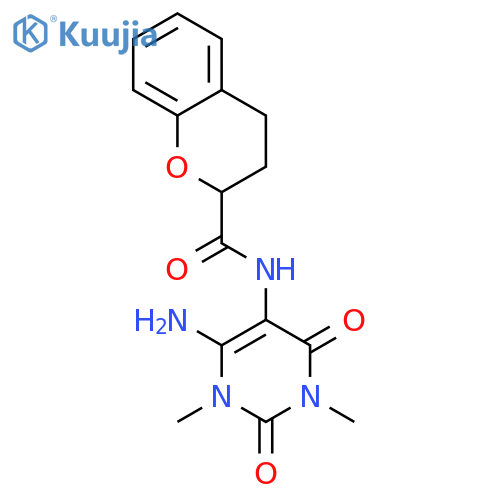 2H-1-Benzopyran-2-carboxamide, N-(6-amino-1,2,3,4-tetrahydro-1,3-dimethyl-2,4-dioxo-5-pyrimidinyl)-3,4-dihydro- structure