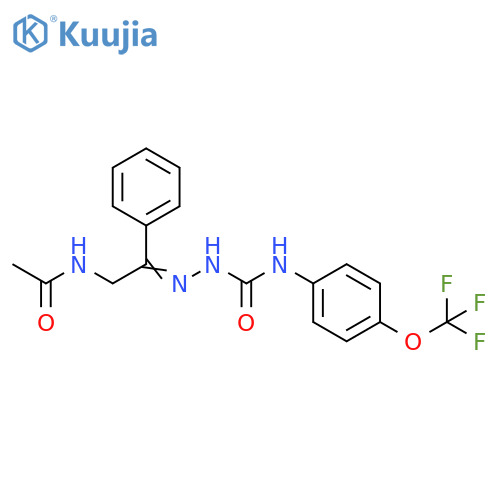 Hydrazinecarboxamide,2-[2-(acetylamino)-1-phenylethylidene]-N-[4-(trifluoromethoxy)phenyl]- structure