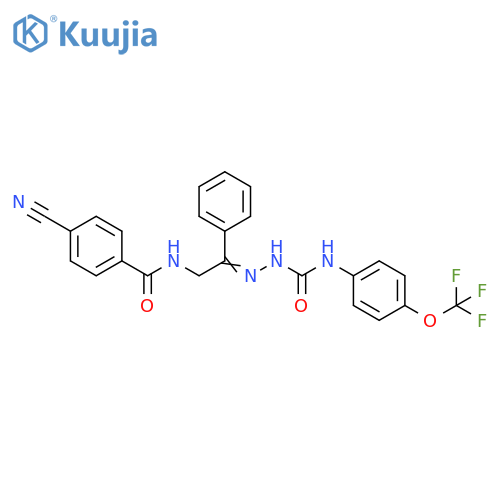 Hydrazinecarboxamide,2-[2-[(4-cyanobenzoyl)amino]-1-phenylethylidene]-N-[4-(trifluoromethoxy)phenyl]- structure