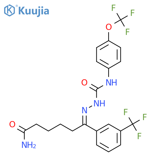 Hydrazinecarboxamide,2-[6-amino-6-oxo-1-[3-(trifluoromethyl)phenyl]hexylidene]-N-[4-(trifluoromethoxy)phenyl]- structure