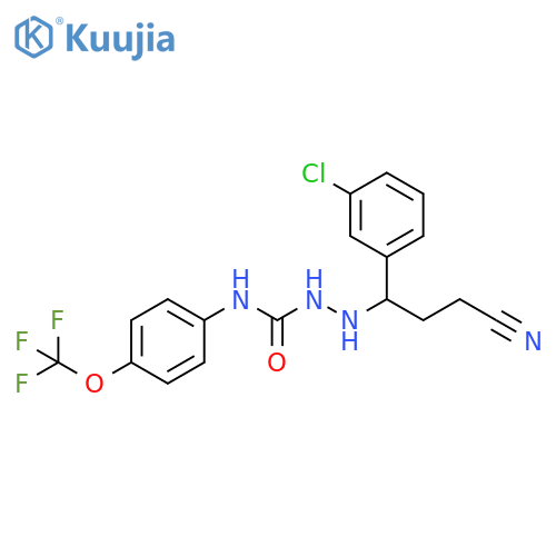 Hydrazinecarboxamide,2-[1-(3-chlorophenyl)-3-cyanopropyl]-N-[4-(trifluoromethoxy)phenyl]- structure