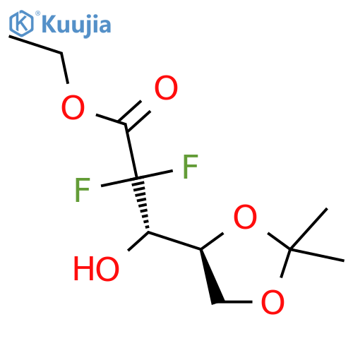L-erythro-Pentonicacid, 2-deoxy-2,2-difluoro-4,5-O-(1-methylethylidene)-, ethyl ester structure