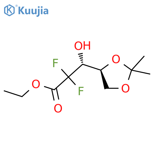 L-threo-Pentonic acid,2-deoxy-2,2-difluoro-4,5-O-(1-methylethylidene)-, ethyl ester structure